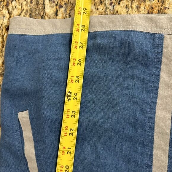 AB NAHLIK Linen Blue Sleeveless Round Neck Contrast Trim Shift Mini Dress Size S - Picture 7 of 7